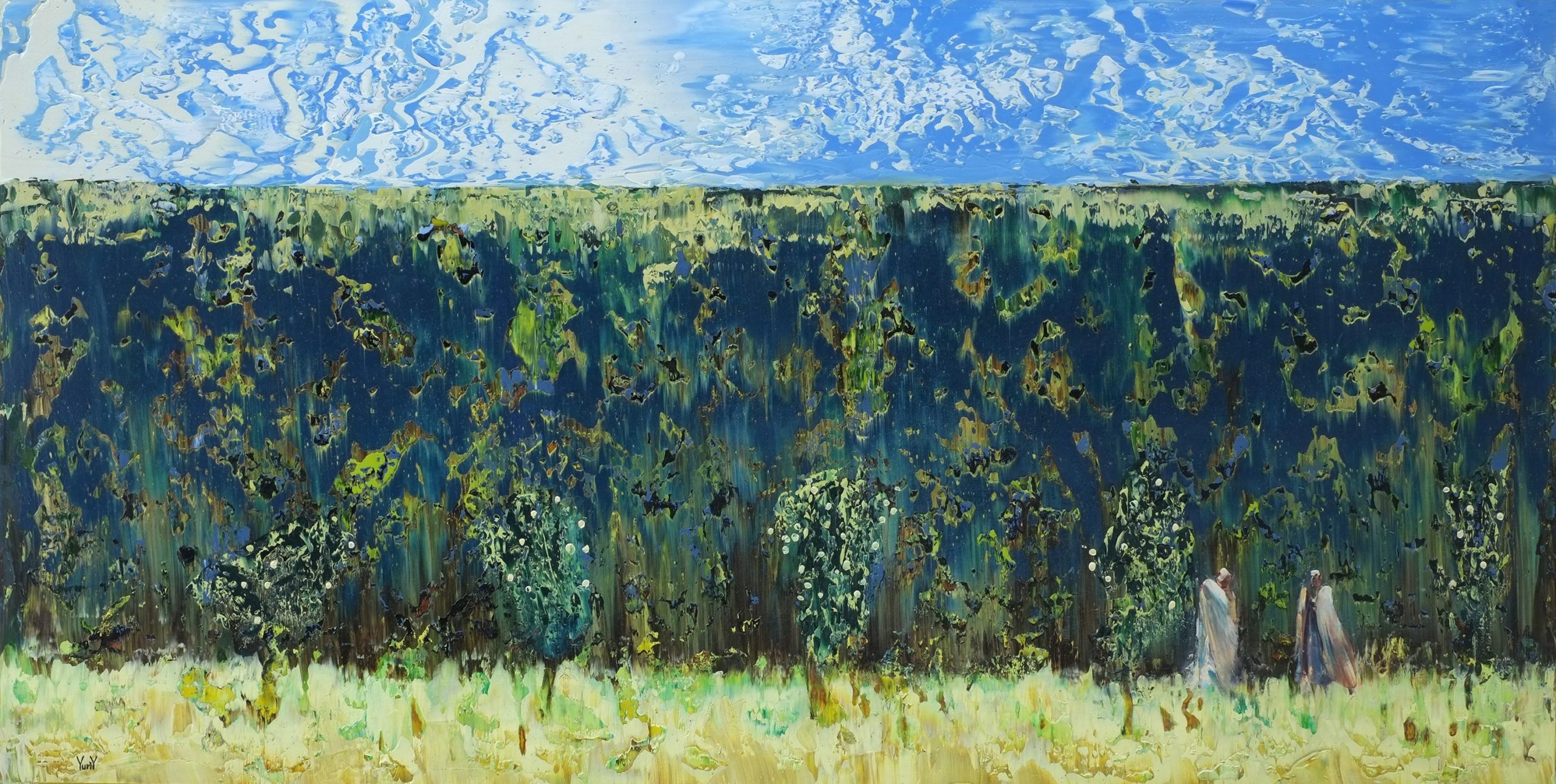NACHMITTAG,   50 x 100 cm, Papier, Öl, 2015